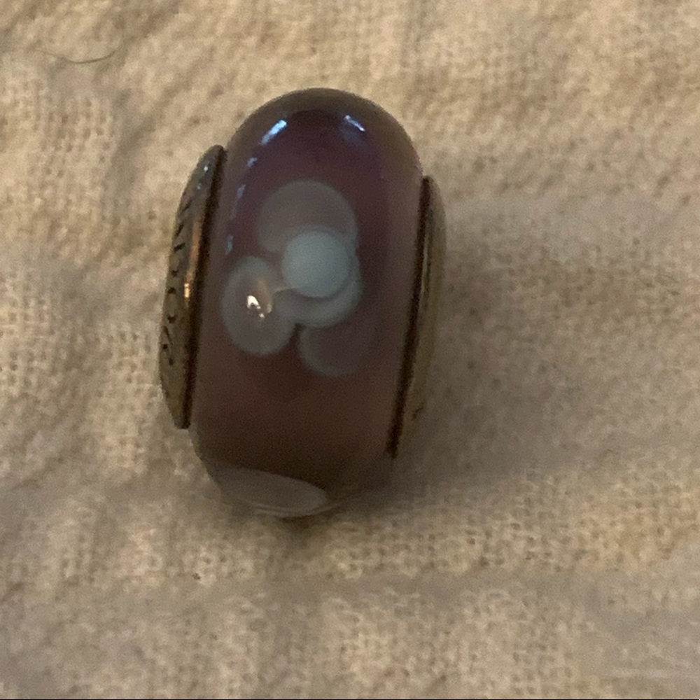 Purple floral Pandora bead